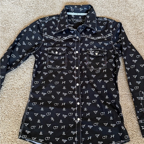 Rhinestone Snap Iron Brand Print Western Shirt - Picture 3 of 9